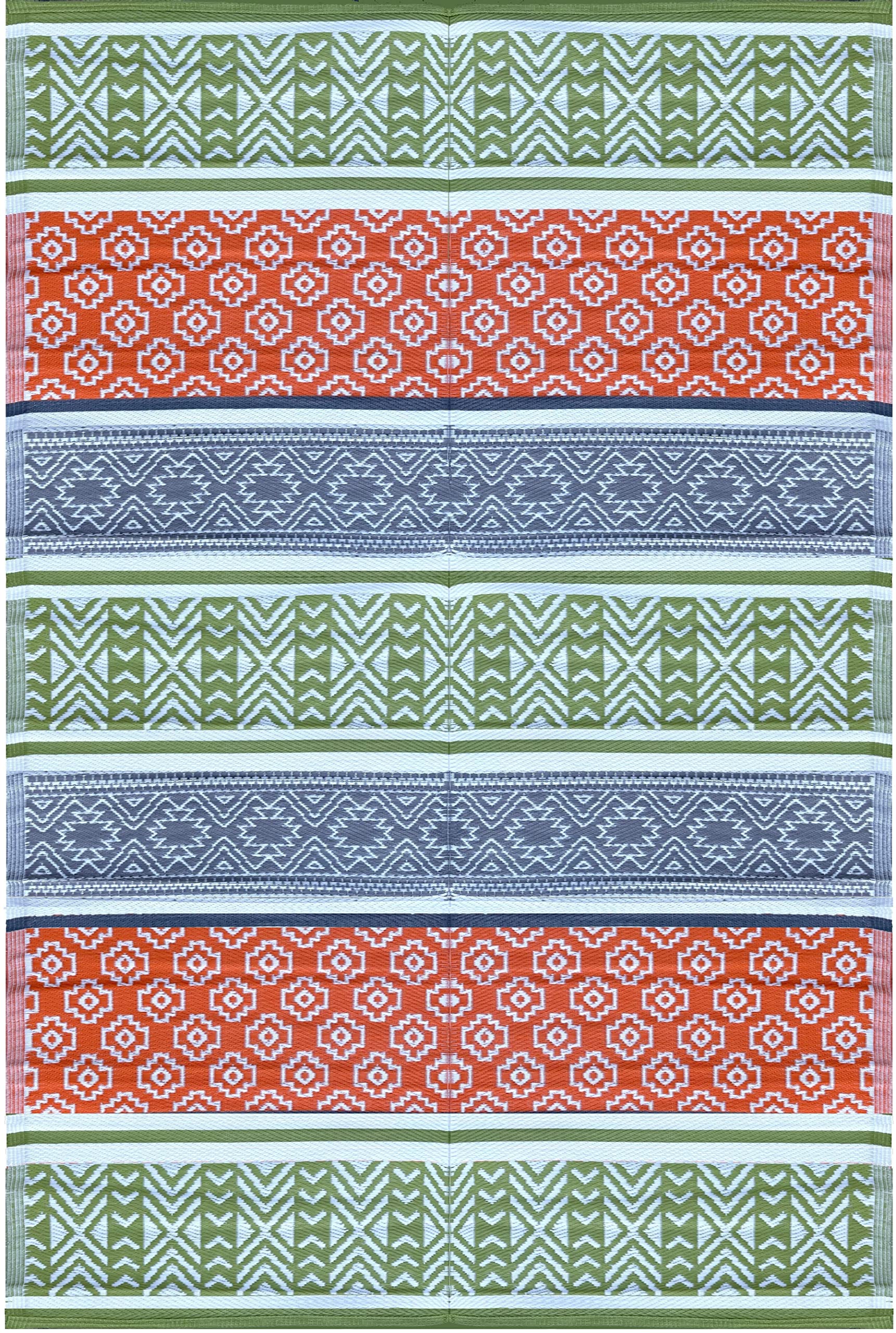 Balajeesusa Outdoor Decor Patio Rugs - 6X9, Green, Orange Waterproof Affordable Multipurpose Woven Plastic Straw All-Weather Wat