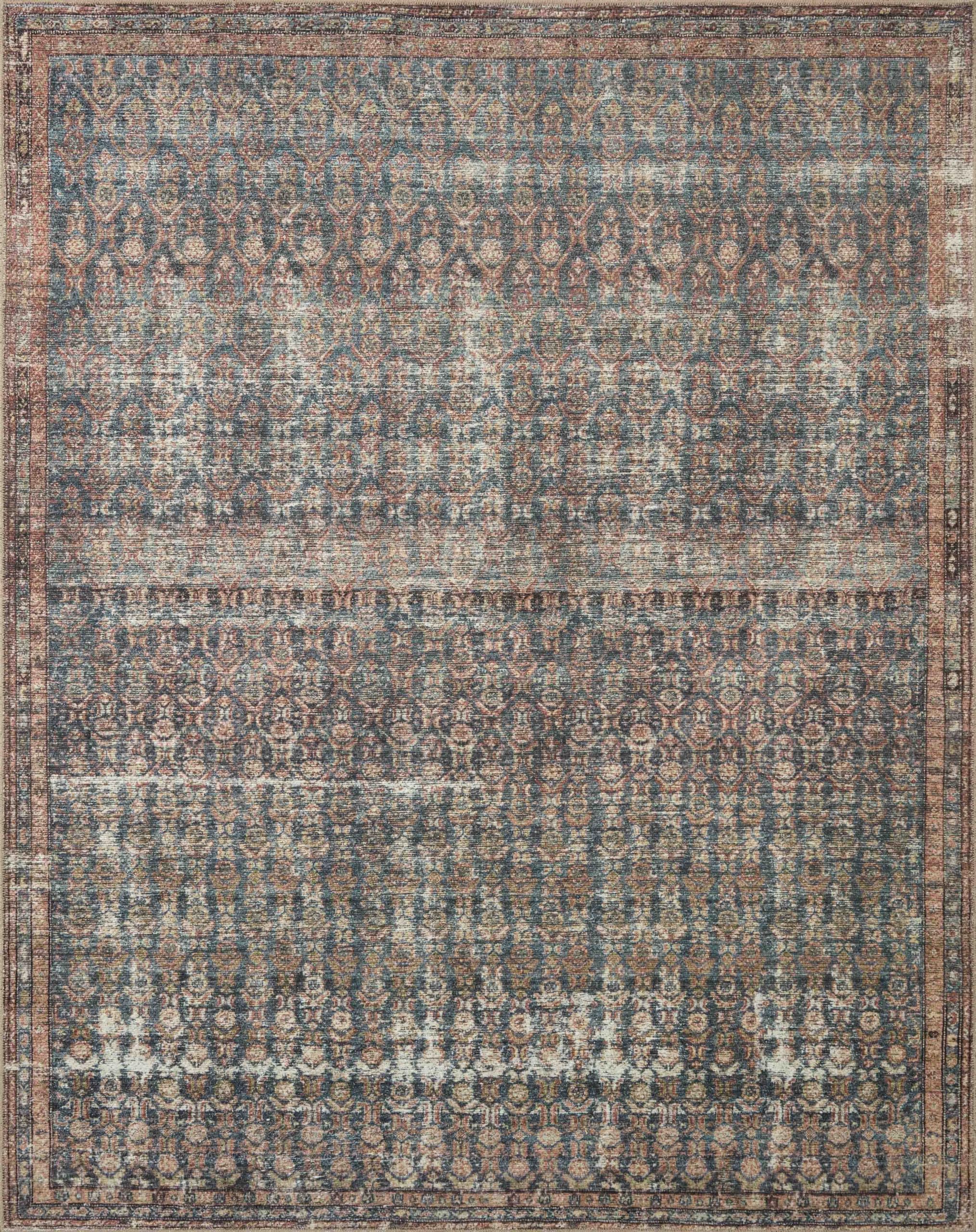Loloi Amber Lewis x Billie Collection, Ocean & Brick 10-0 x 14-0 Area Rug - Antique & Distressed Accent Rugs for Living Room, 