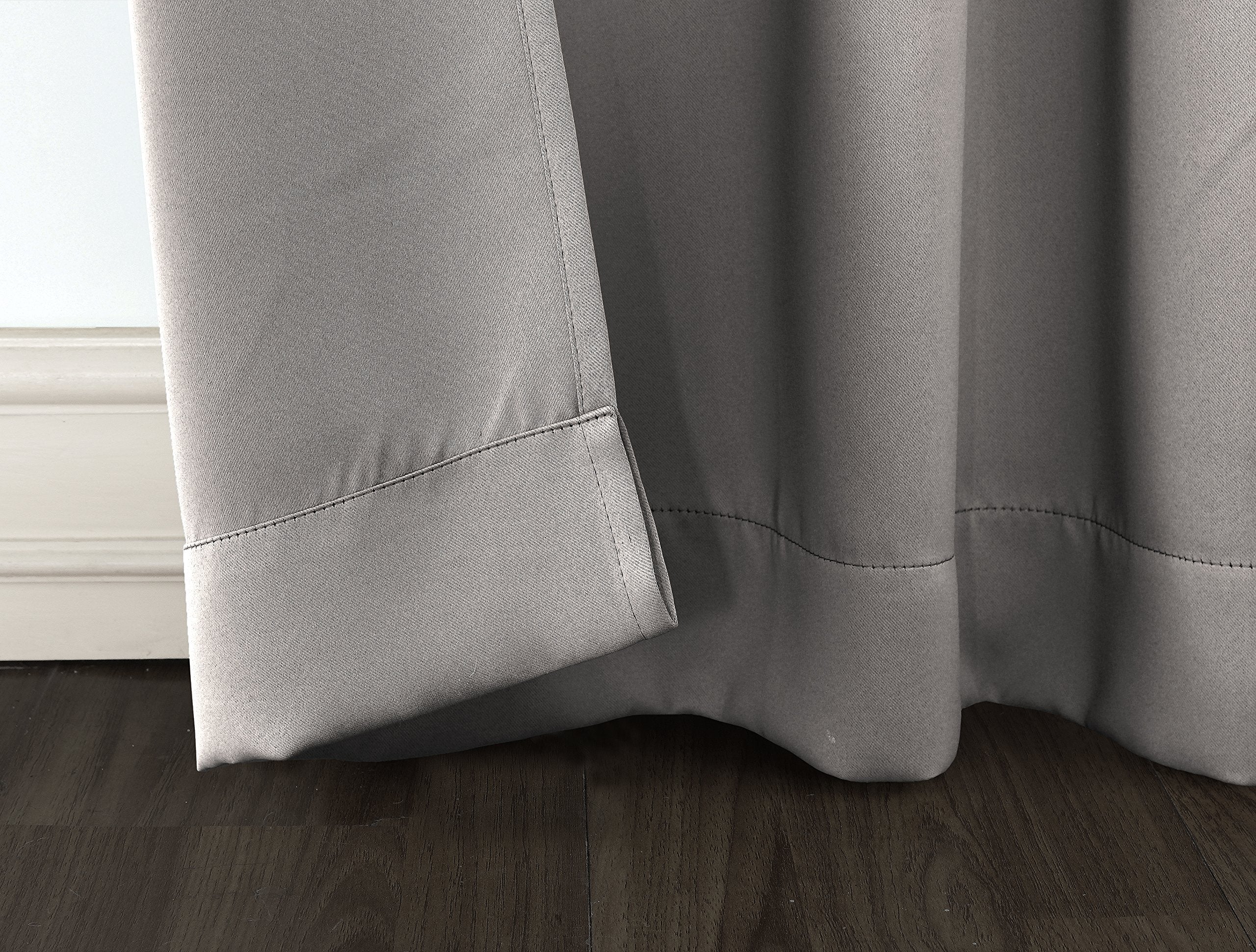 Sun Zero Easton Energy Saving Blackout Rod Pocket Curtain Panel, 40' X 84', Gray