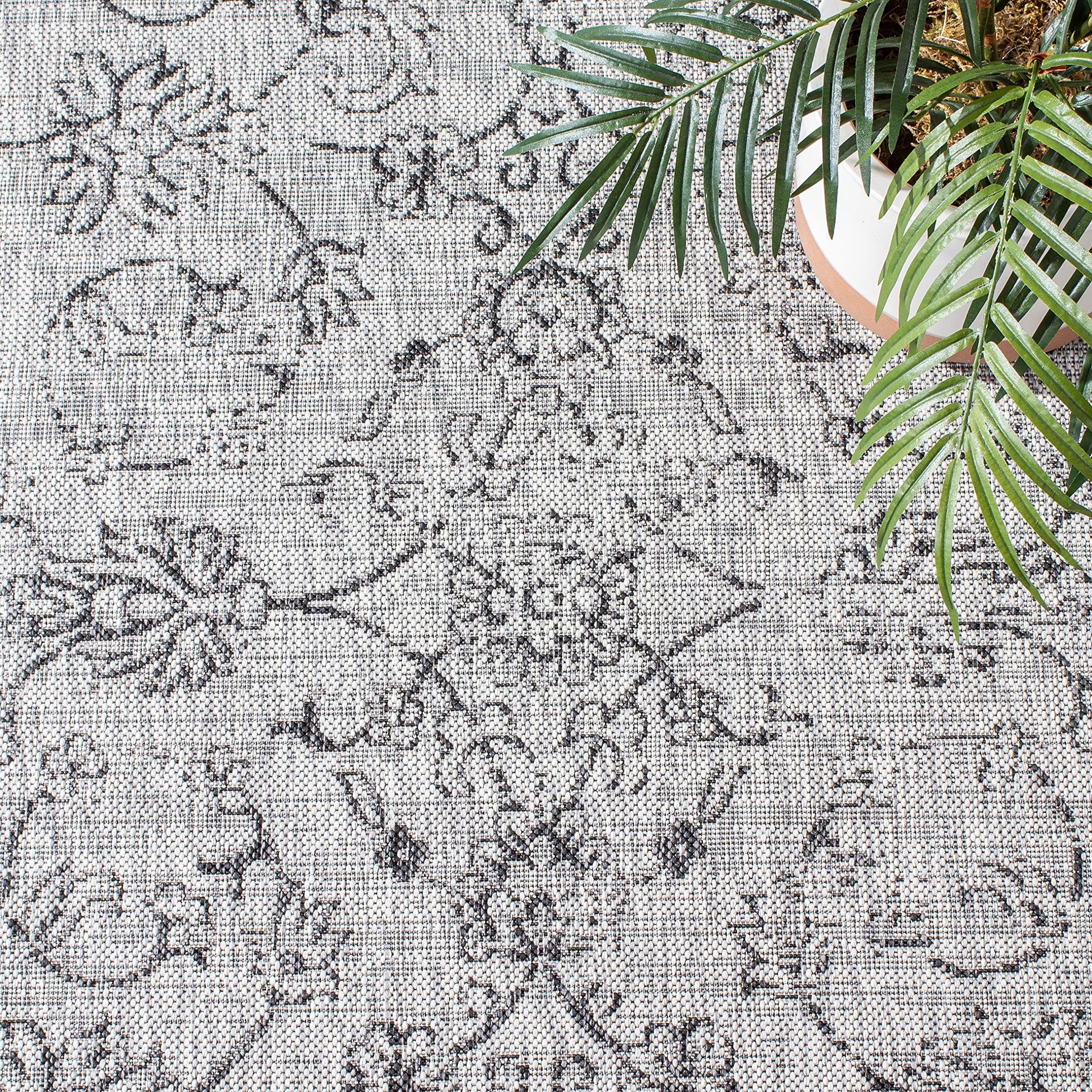 Safavieh Courtyard Collection 2' X 3'7' Grey/Black Cy8680 Indoor/ Outside Waterproof Easy Cleansingpatio Backyard Mudroom Accent Mat
