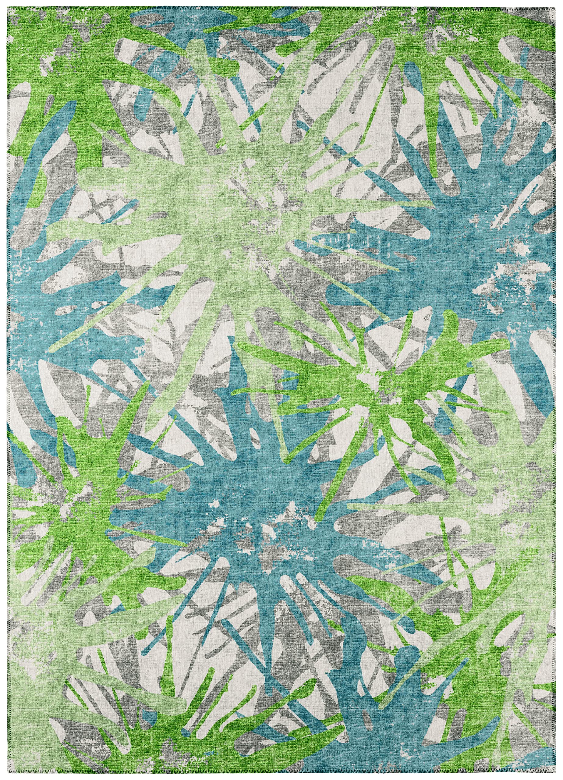 Addison Rugs Bravado Abv36 Green Washable 3' X 5' Indoor Outdoor Area Rug, Easy Clean, Machine Washable, Non Shedding, Bedroom, Entry, Living Room, Dining Room, Kitchen, Patio Rug