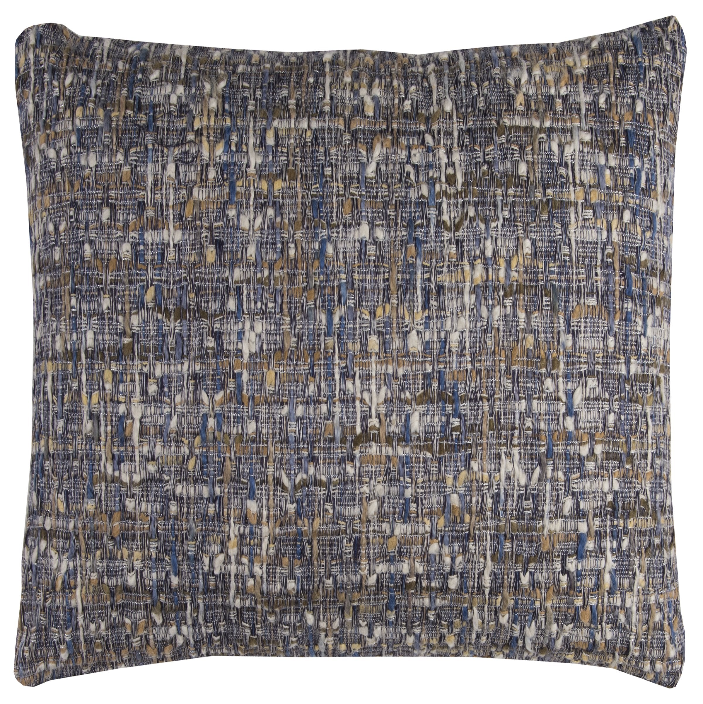 Rizzy Home | T12277 | Poly Fill Decorative Pillow | 22"x22" Blue/Yellow/White Heathered