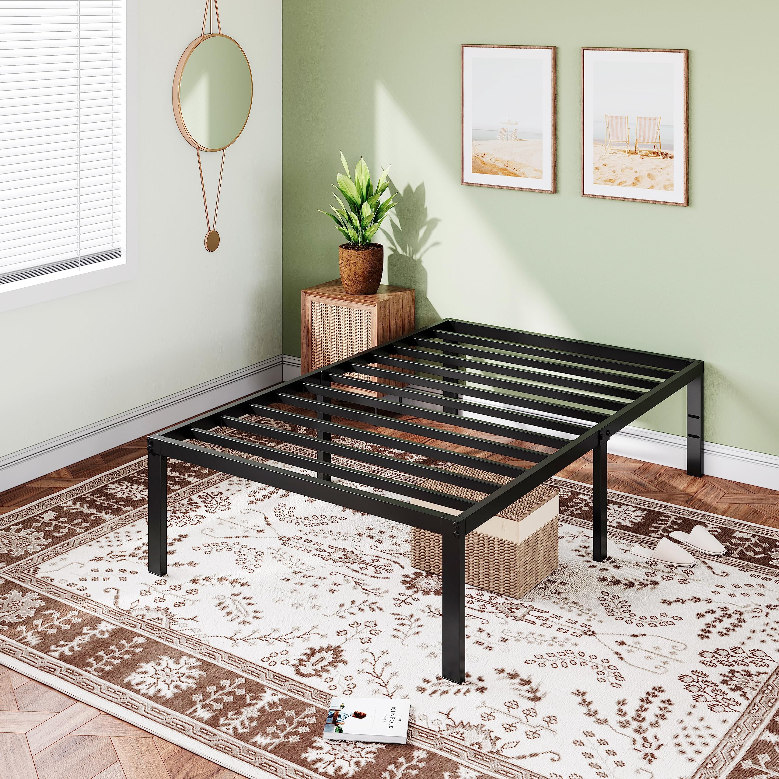 Imusee Heavy Duty Twin Size Platform Bed Frame With 18 Inch Large Under Bed Storage Space, Sturdy Metal Frame/Mattress Foundation/No Box Spring Needed/Easy Assembly/Noise-Free