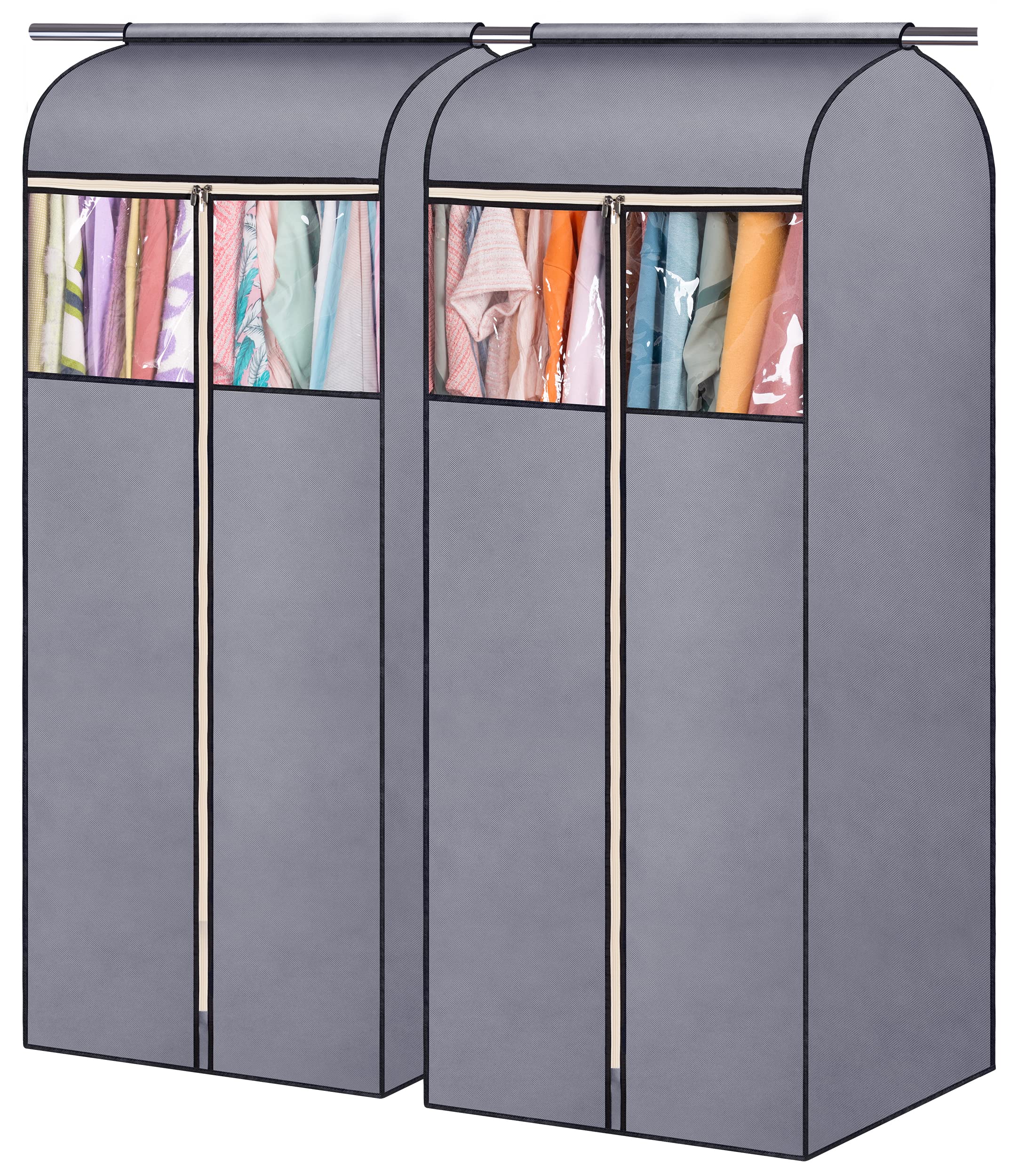 SLEEPING LAMB 60'' Hanging Garment Bags for Closet Storage Sealed Completely Jackets Coats Suits Clothes Rack Cover for Wardrobe