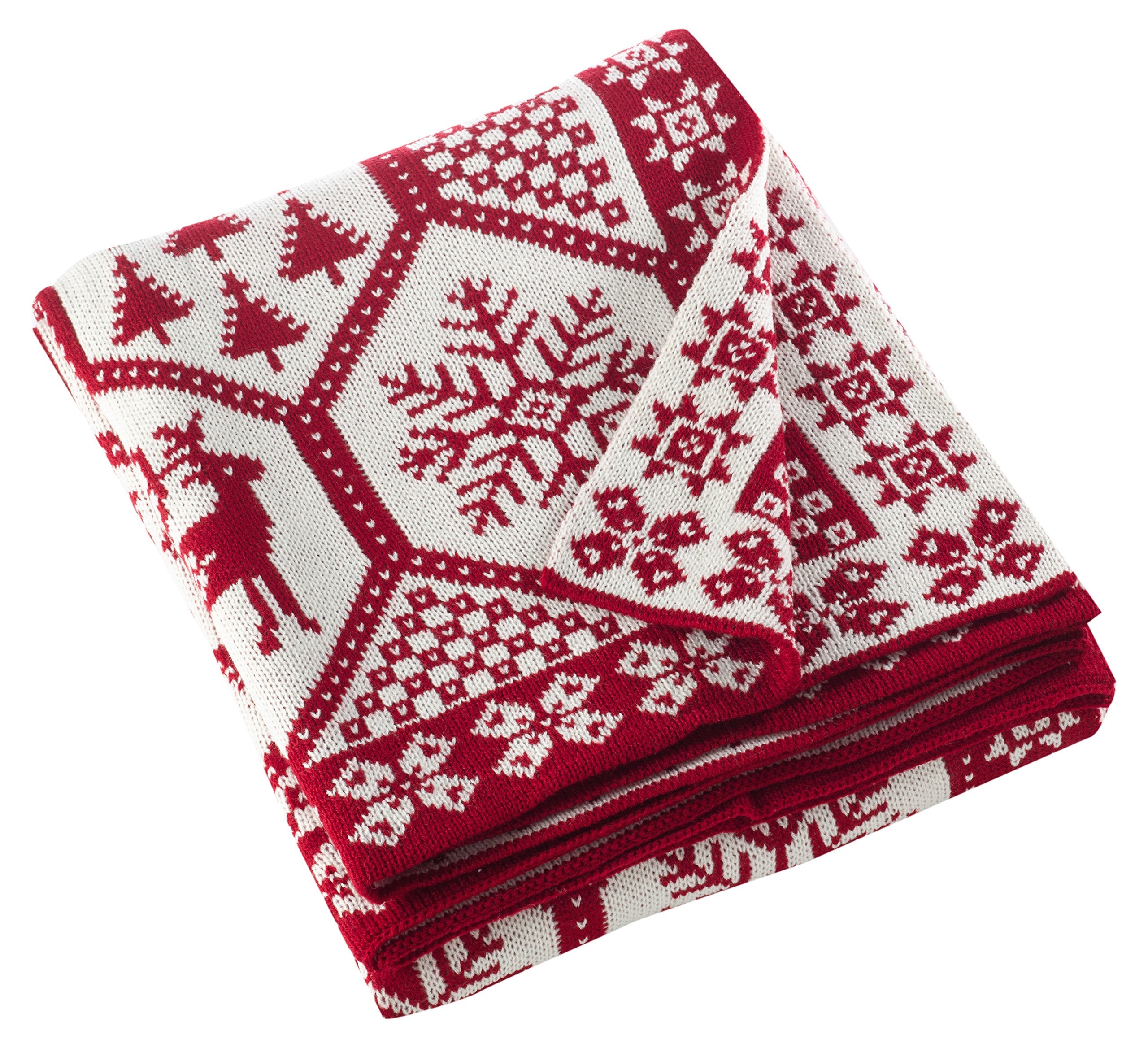 Saro Lifestyle Christmas Knit Throw Blanket, 50'X60', Red