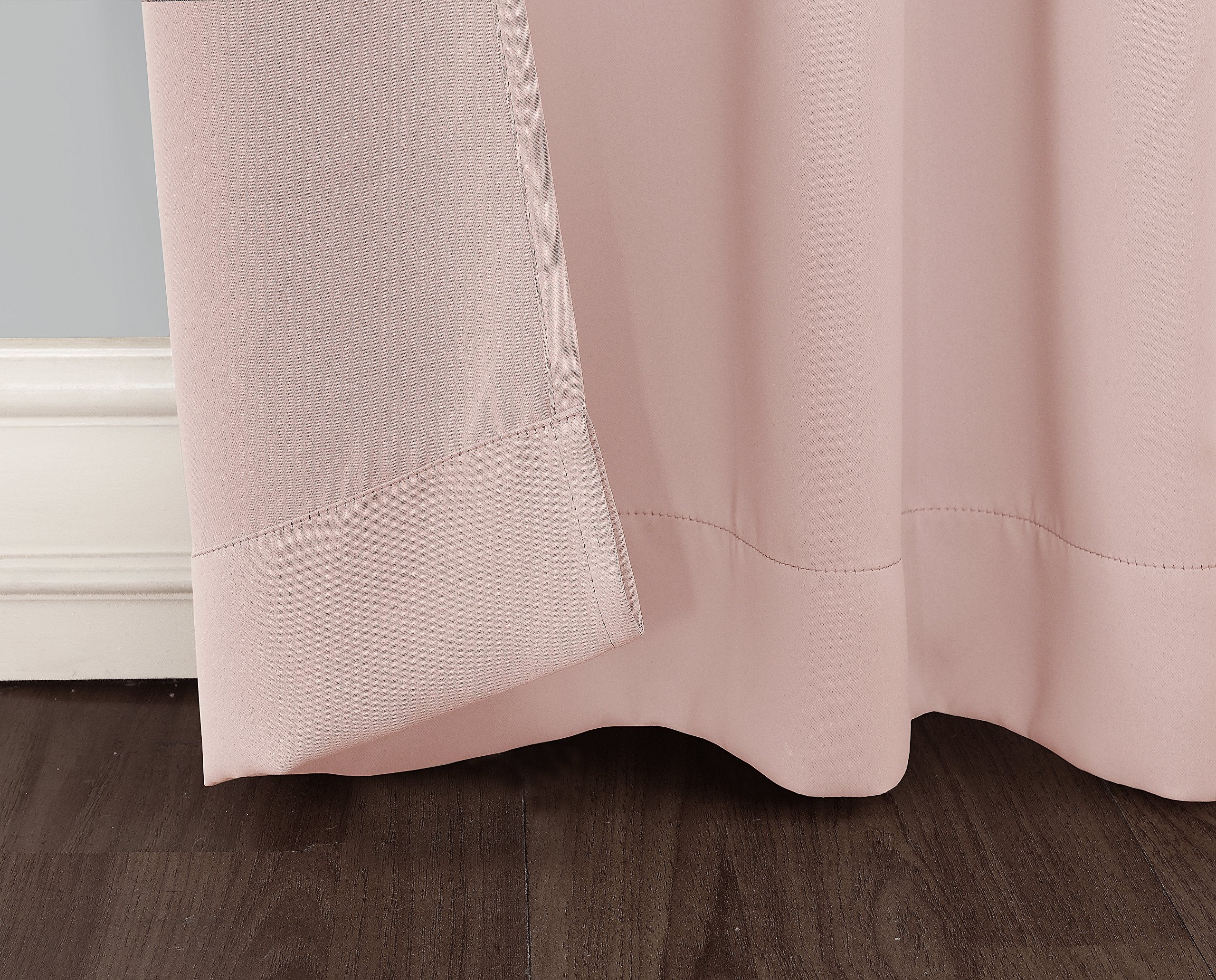 Sun Zero Easton Energy Saving Blackout Rod Pocket Curtain Panel, 40' X 95', Blush Pink