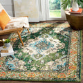 SAFAVIEH Monaco Collection Accent Rug - 4 x 57, Forest Green & Light Blue, Boho Medallion Design, Non-Shedding & Easy Care, Id