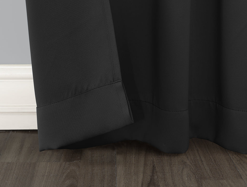 Sun Zero Easton Energy Saving Blackout Rod Pocket Curtain Panel, 40' X 63', Black