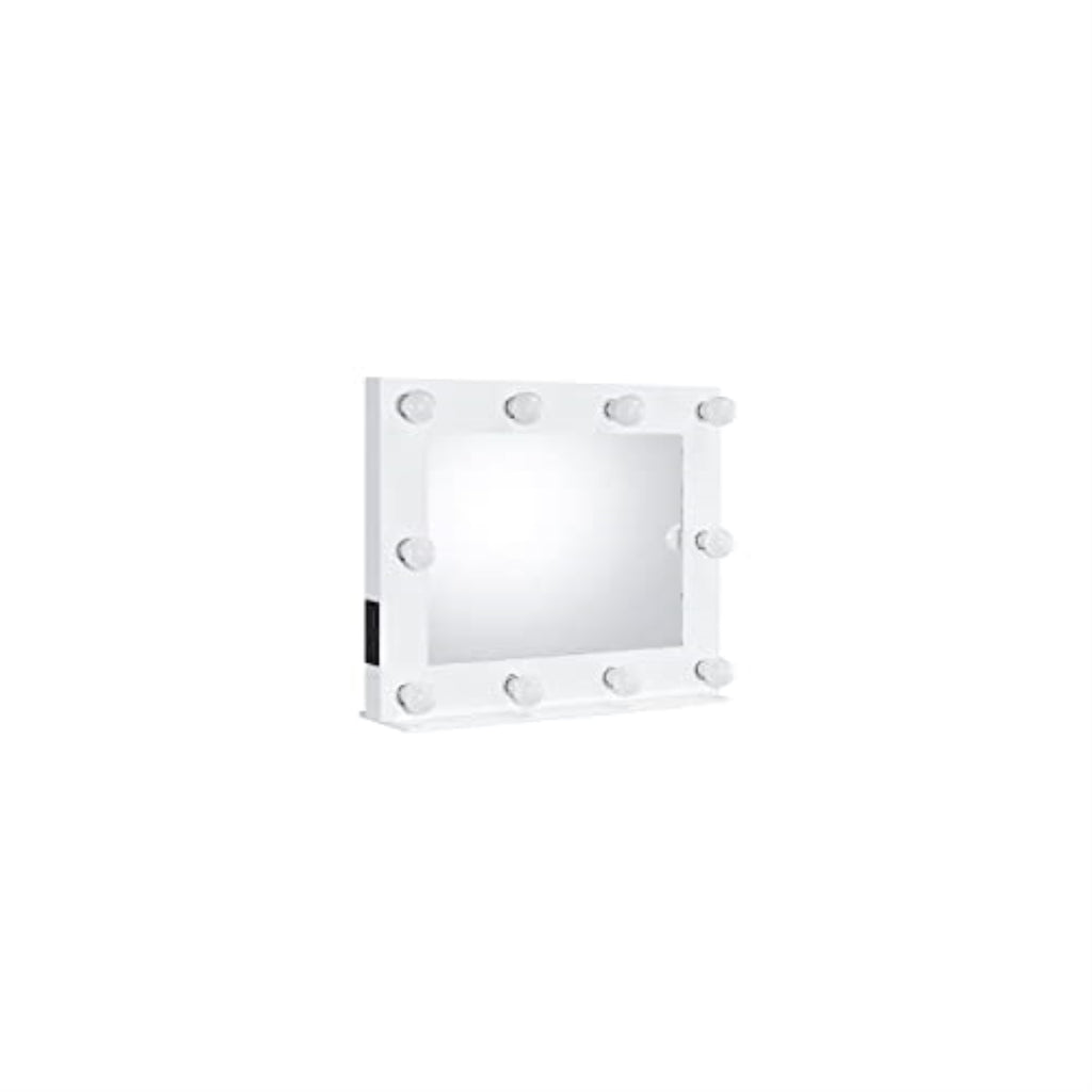 Acme Avery Rectangle Wooden Frame Accent Mirror with Lighting in White