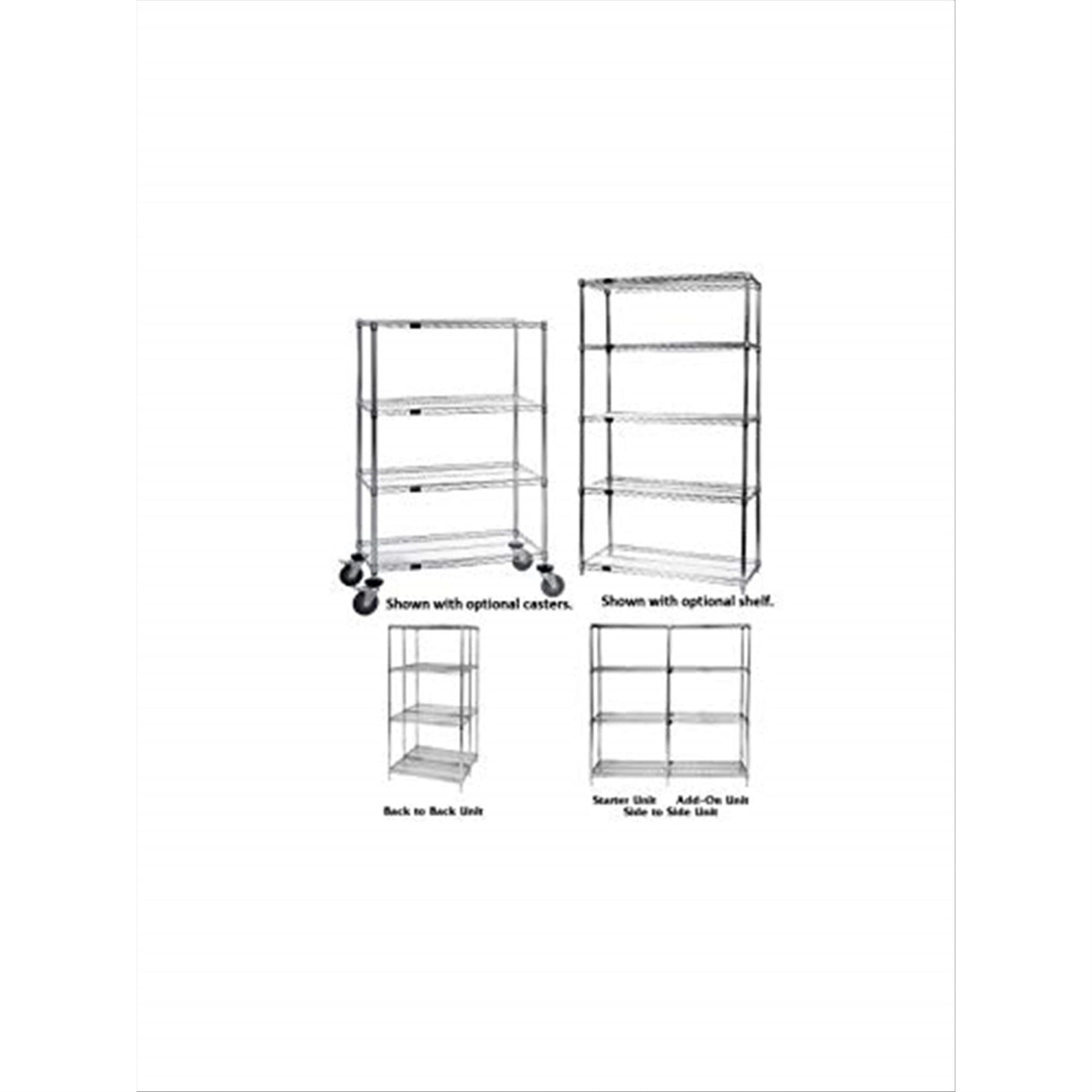 Quantum Storage Systems AD86-1236C Add-On Kit for 86 High 4-Tier Wire Shelving Unit, Chrome Finish, 12 Width x 36 Length x 86 He