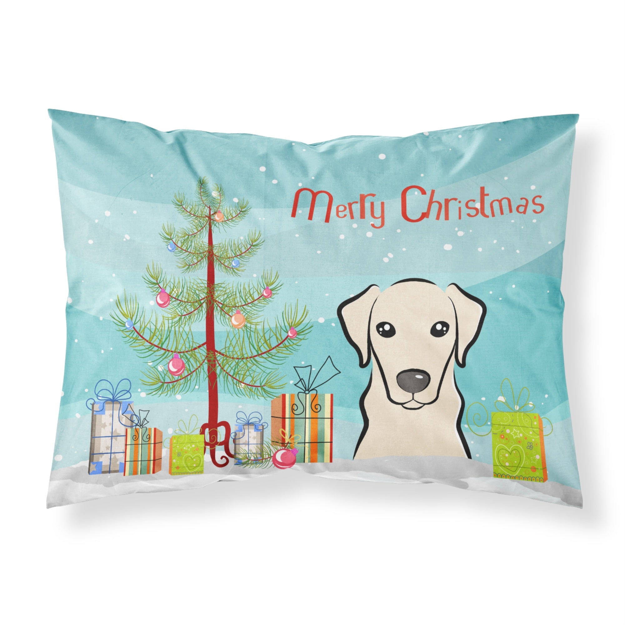 'Caroline'S Treasures Bb1594Pillowcase Christmas Tree And Yellow Labrador Fabric Standard Pillowcase, Large, Multicolor'