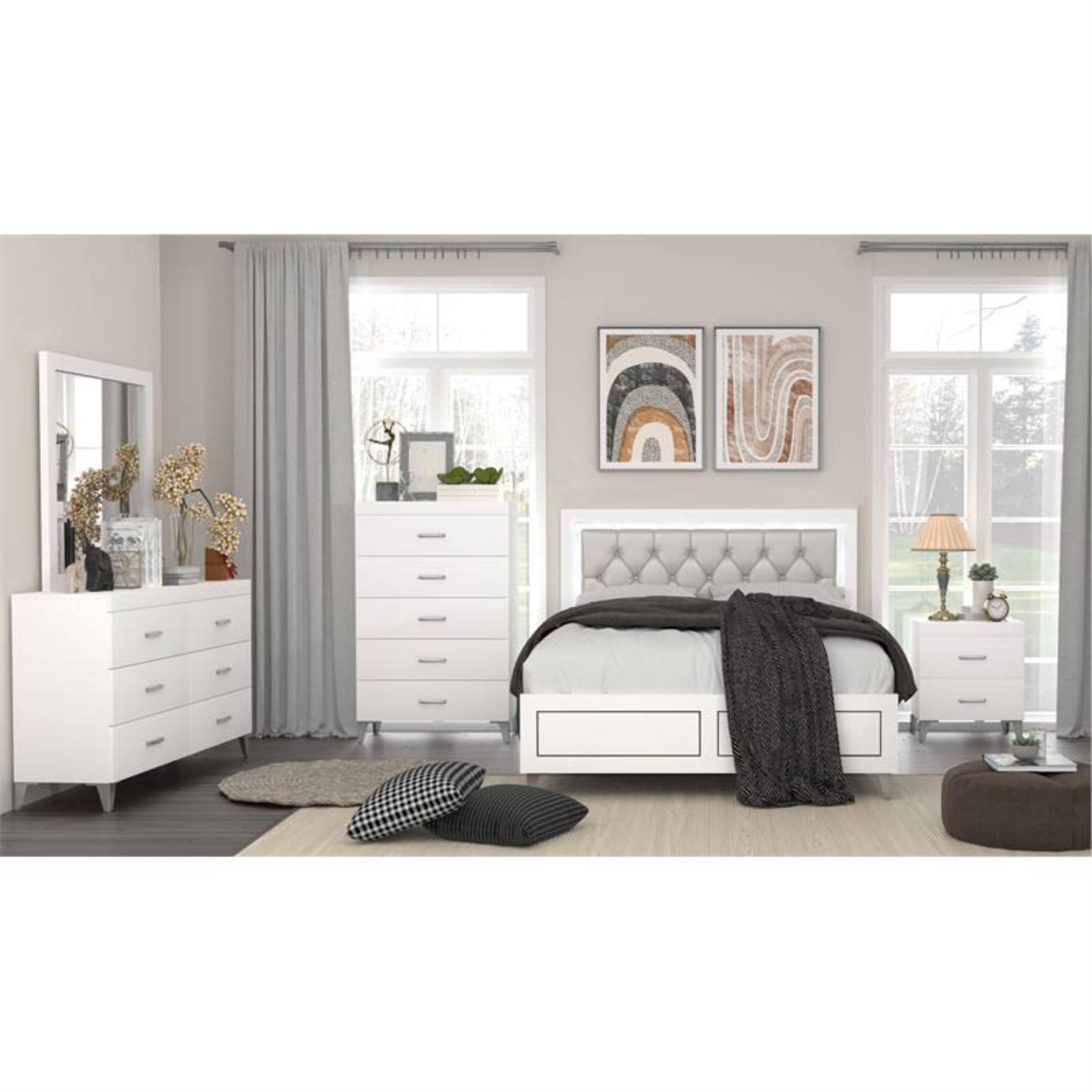 Acme Casilda Square Wooden Mirror In White