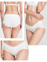 White silk knitted V-waist maternity panties with breathable seamless fit