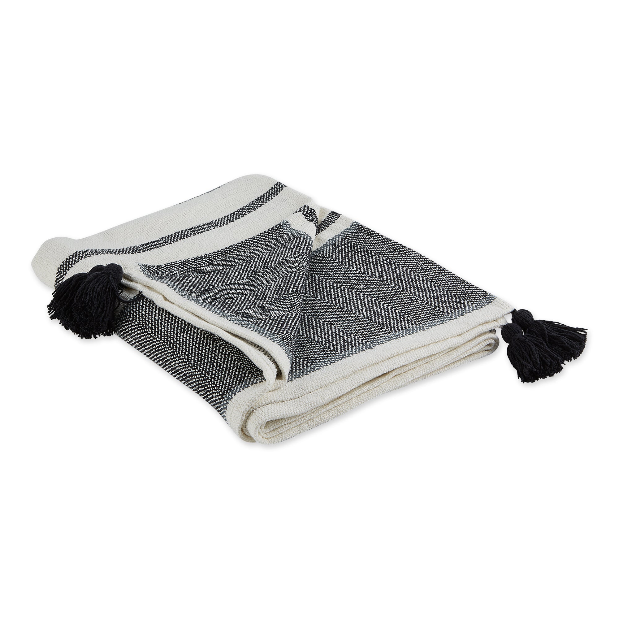 Dii Black & Mineral 2-Tone Chevron Stripe Throw