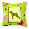 'Caroline'S Treasures Ck1003Pw1414 Airedale Decorative Canvas Fabric Pillow, Large, Multicolor'