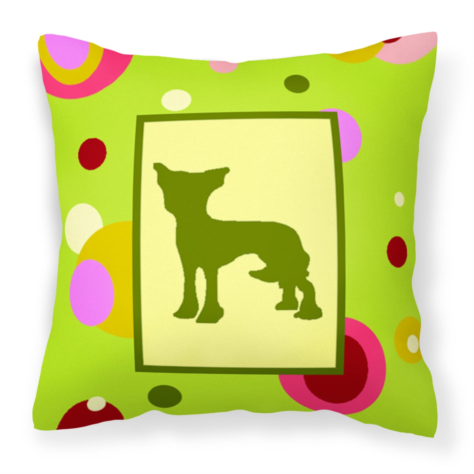 'Caroline'S Treasures Ck1099Pw1414 Chinese Crested Decorative Canvas Fabric Pillow, Large, Multicolor'