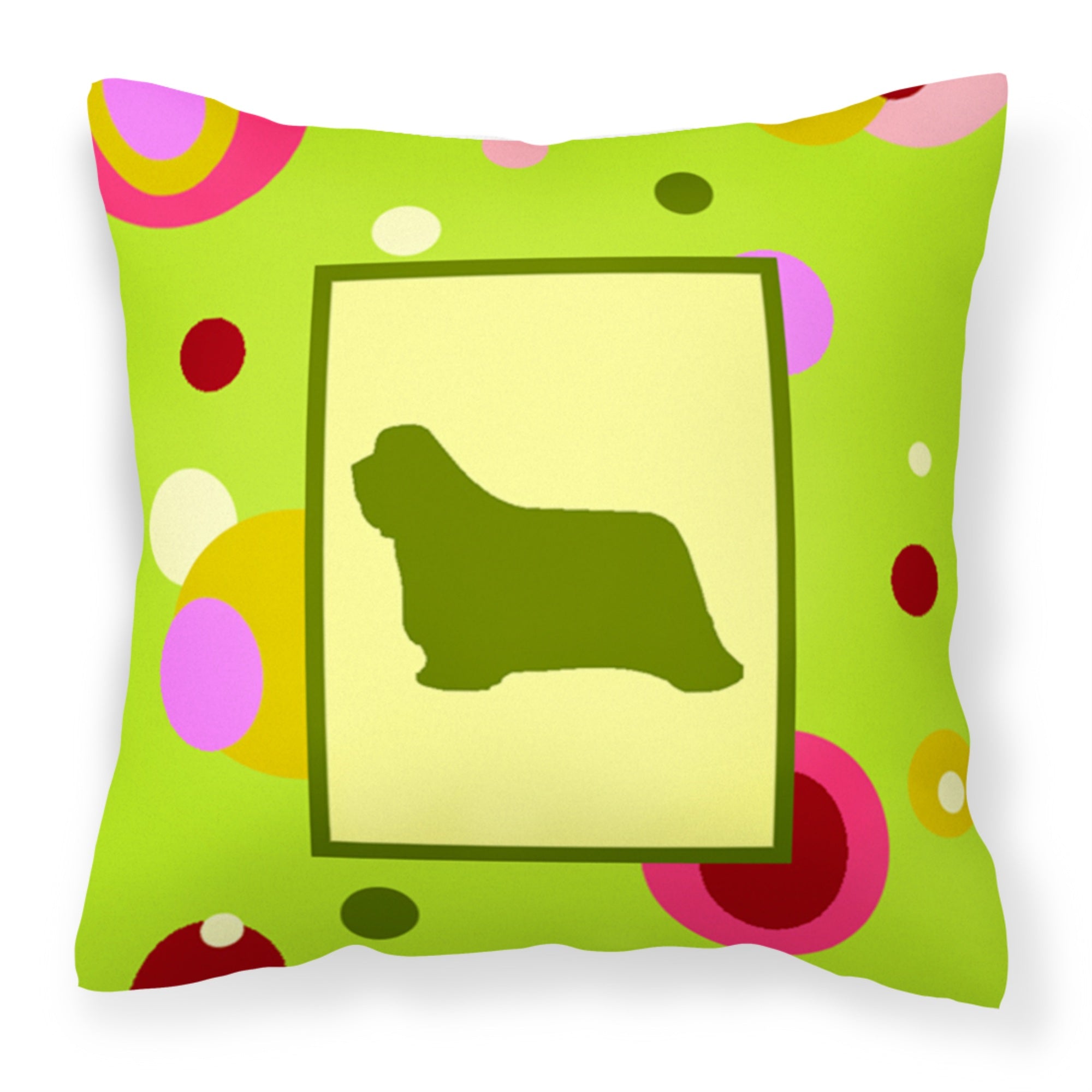 'Caroline'S Treasures Ck1112Pw1414 Bearded Collie Decorative Canvas Fabric Pillow, Large, Multicolor'