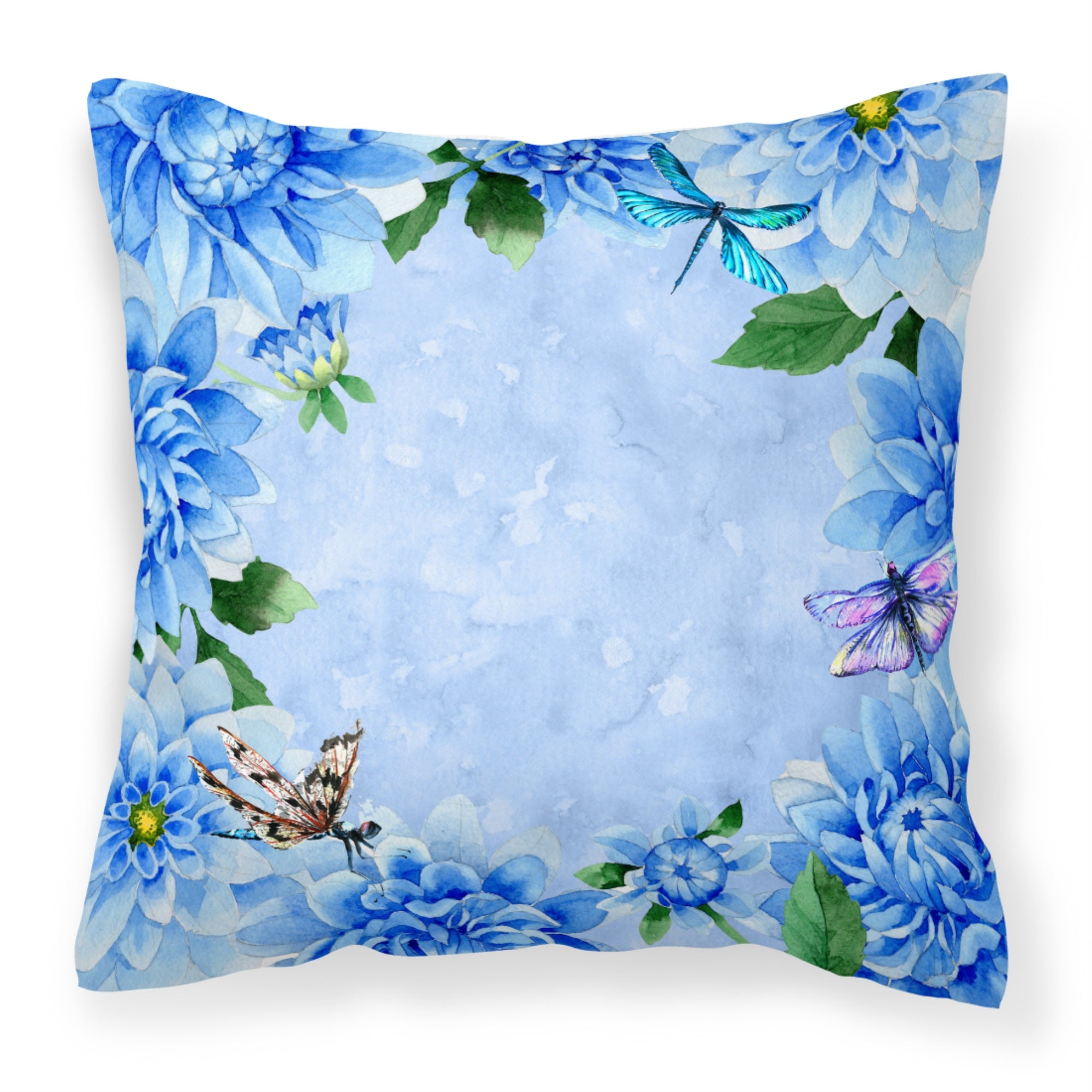 'Caroline'S Treasures Ck1705Pw1818 Blue Dahlias Fabric Decorative Pillow Patio-Furniture-Pillows, Multicolor'
