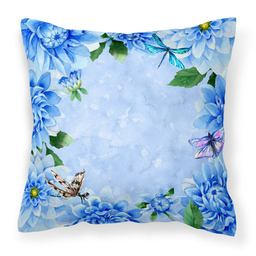'Caroline'S Treasures Ck1705Pw1818 Blue Dahlias Fabric Decorative Pillow Patio-Furniture-Pillows, Multicolor'