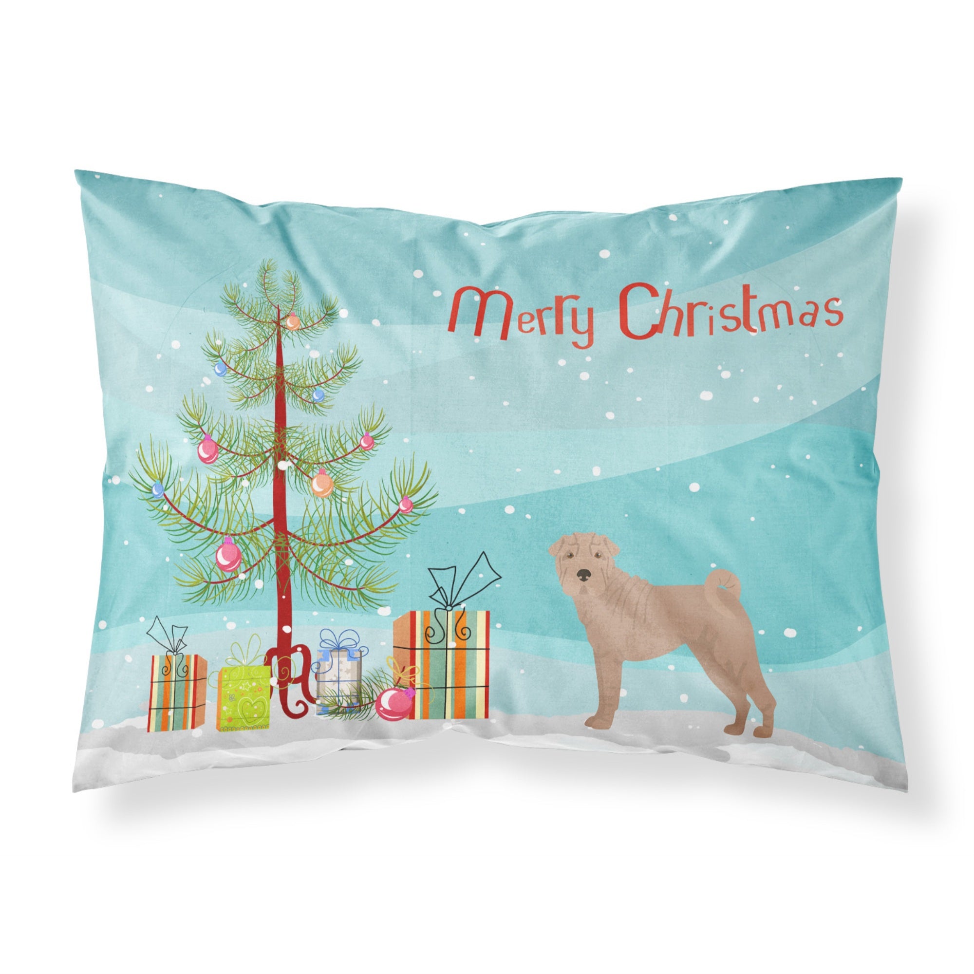 'Caroline'S Treasures Shar Pei Christmas Tree Fabric Standard Pillowcases, Multicolor'