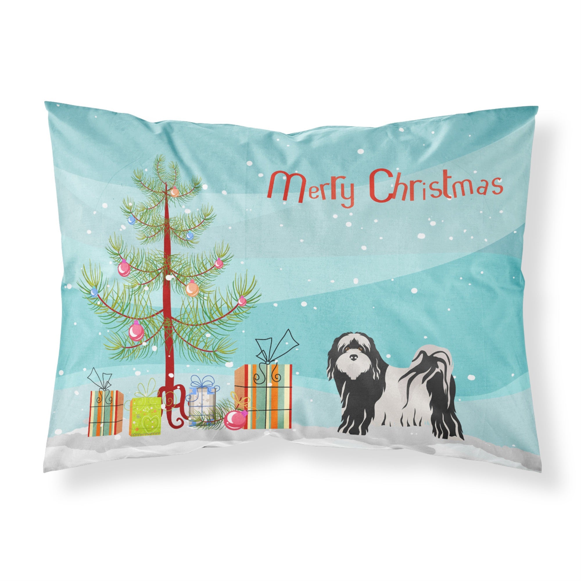 'Caroline'S Treasures Tibetan Terrier Christmas Tree Fabric Standard Pillowcases, Multicolor'
