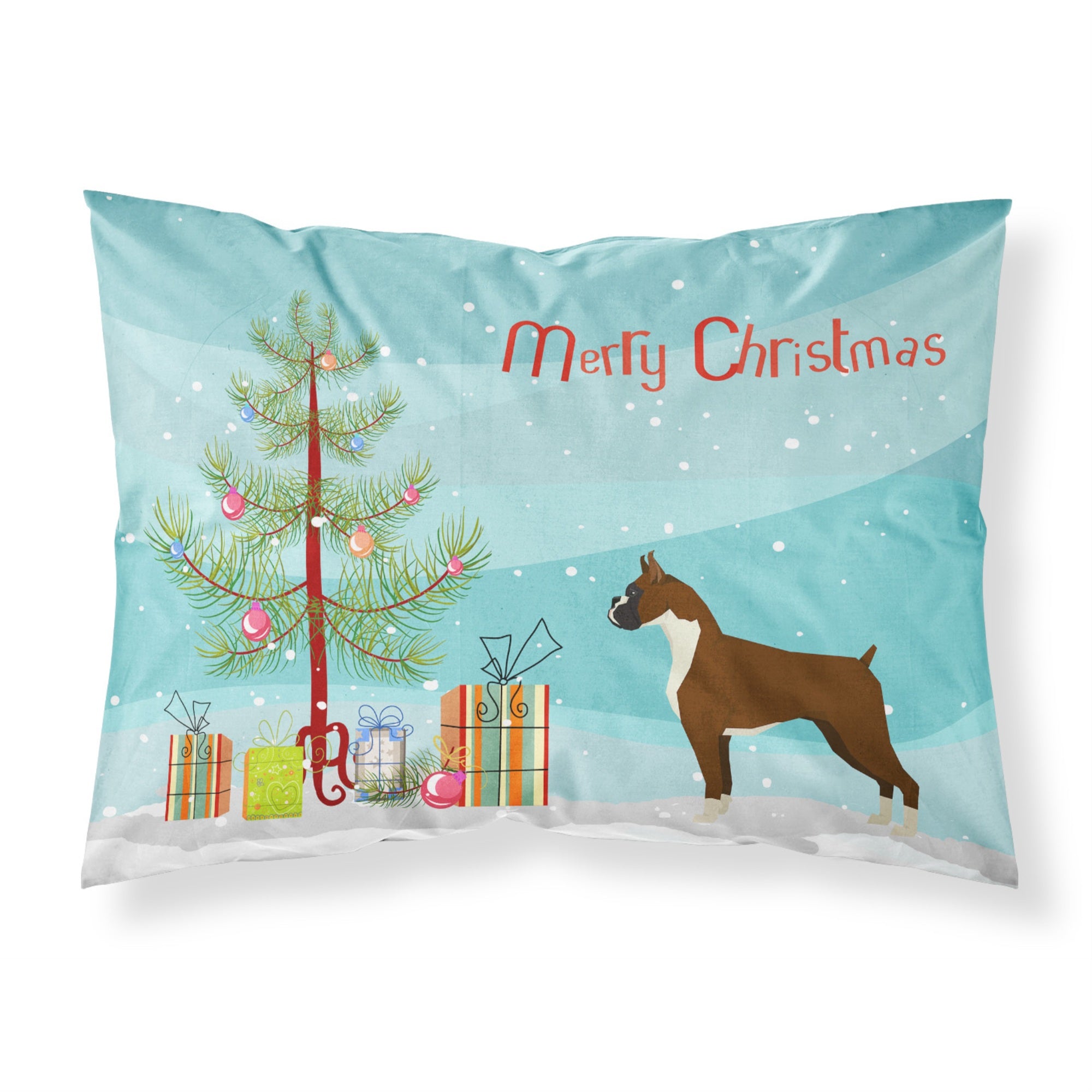'Caroline'S Treasures Boxer Christmas Tree Fabric Standard Pillowcases, Multicolor'
