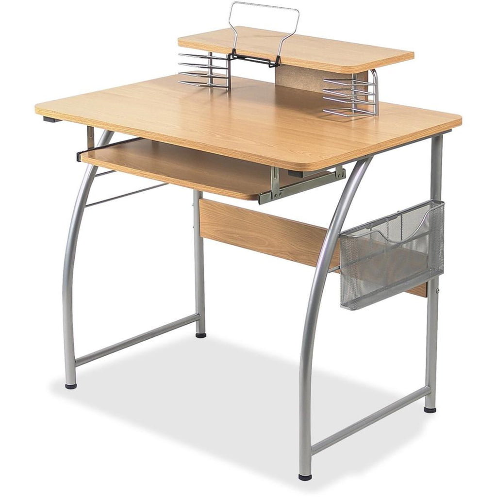 Lorell Upper Shelf Laminate Computer Desk, Metallic