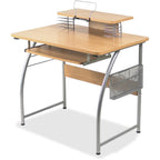 Lorell Upper Shelf Laminate Computer Desk, Metallic