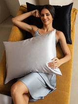 [LightGray+White] SilkSilky 19Momme Pure Silk Pillowcase 003