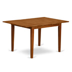 East West Furniture MLPO7-SBR-W Milan 7 Piece Set Consist of a Rectangle Dining Room Table with Butterfly Leaf and 6 Wooden Seat Chairs, 36x54 Inch, Saddle Brown