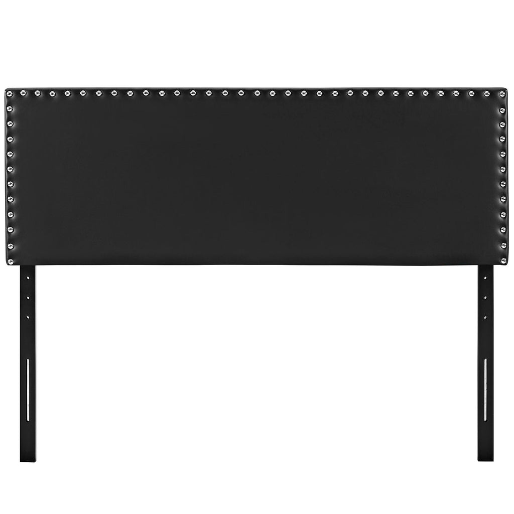Modway Phoebe Faux Leather Upholstered King Headboard in Black with Nailhead Trim