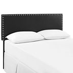 Modway Phoebe Faux Leather Upholstered King Headboard in Black with Nailhead Trim