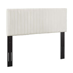 Modway Keira Channel Tufted Performance Velvet Upholstered King Headboard in Ivory