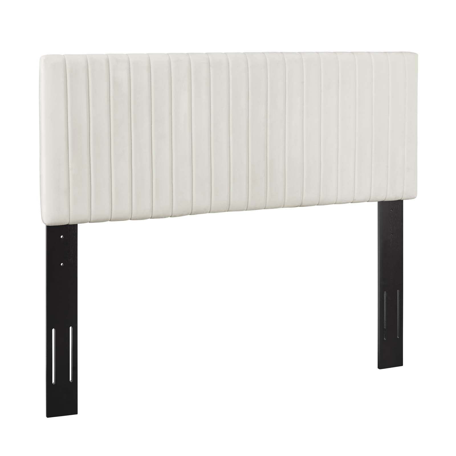 Modway Keira Channel Tufted Performance Velvet Upholstered King Headboard in Ivory