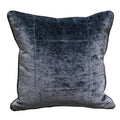 Plutus Bleu Velour Blue Luxury Throw Pillow Double Sided  24' X 24'