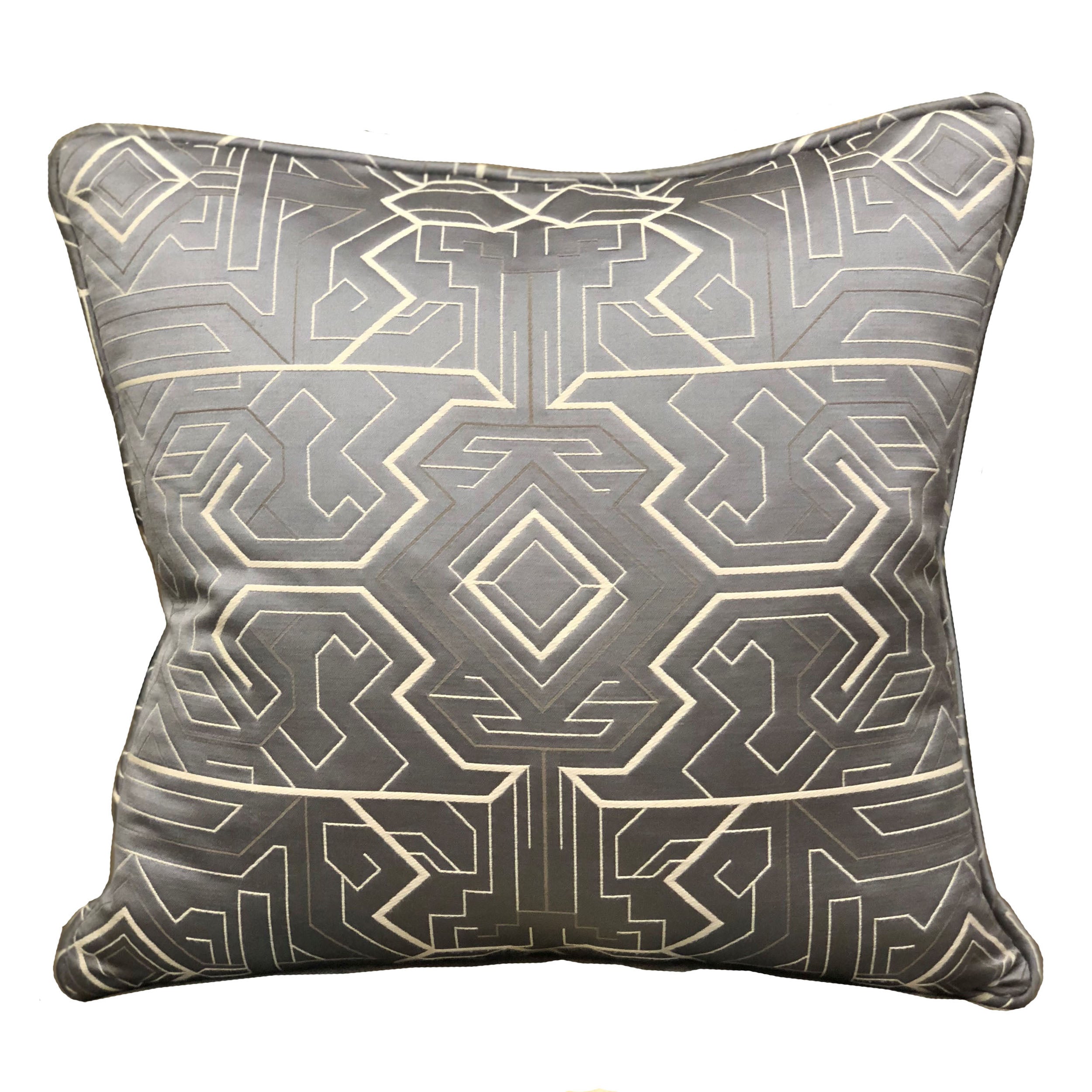 Plutus Daria Moss Silver Geometric Luxury Throw Pillow Double Sided  20' X 20'