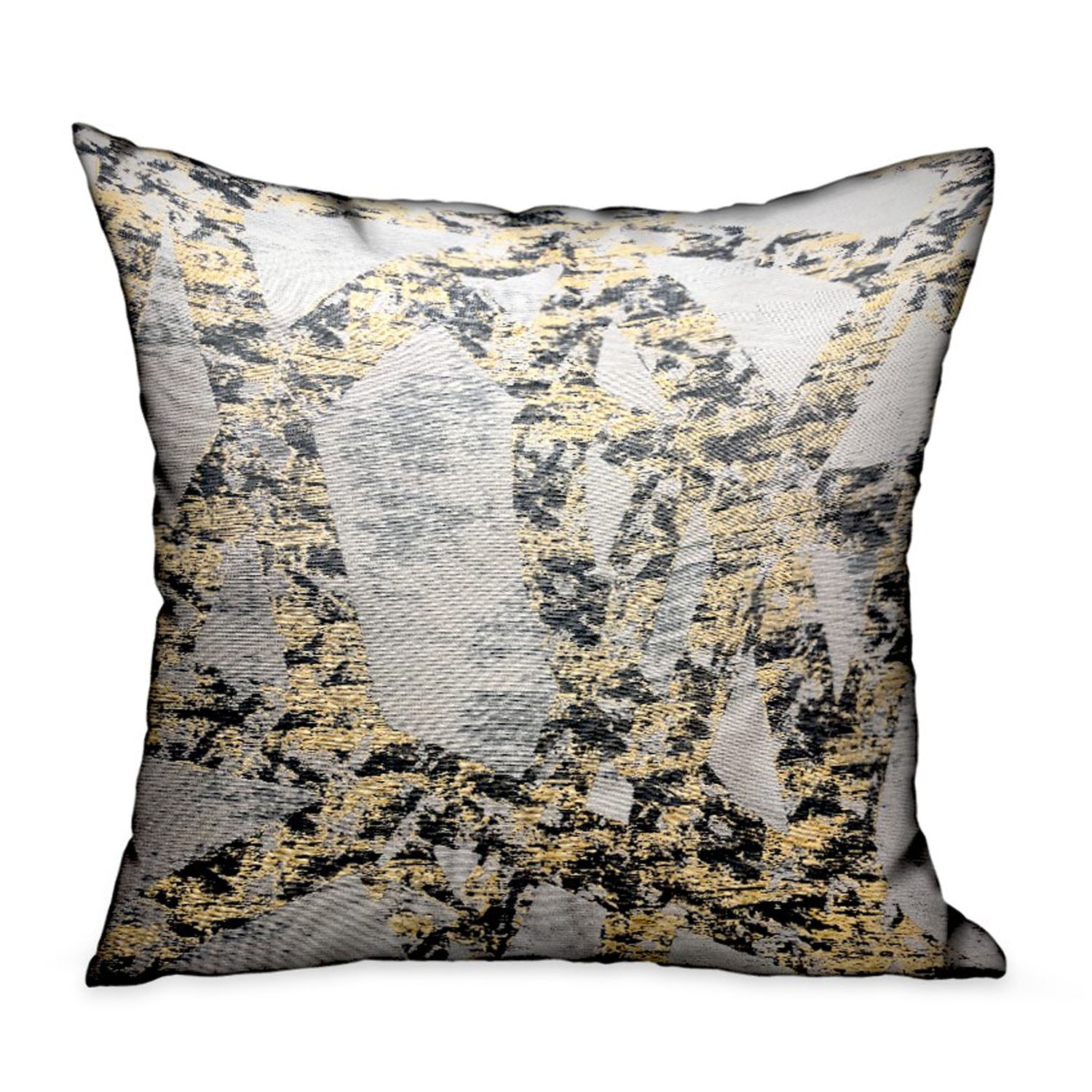 Plutus Craven Dust Gold, Gray Abstract Luxury Throw Pillow Double Sided  24' X 24'