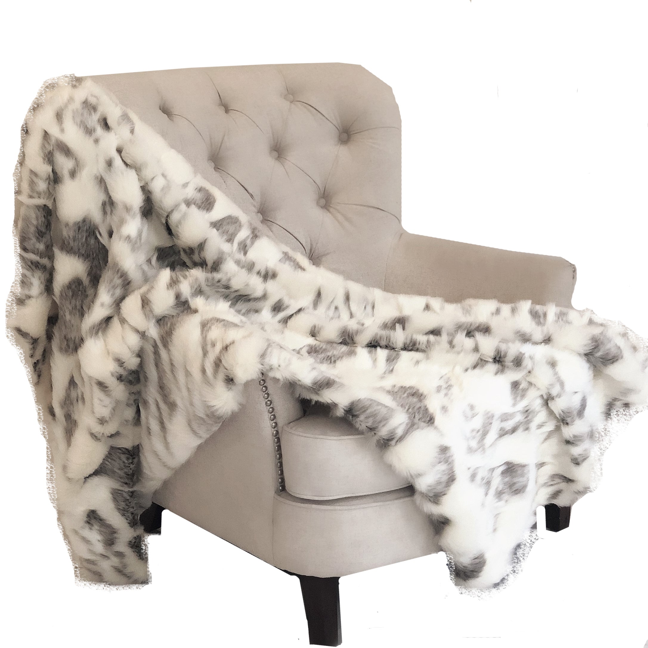 Plutus Ivory Rabbit Faux Fur Handmade Luxury Throw Throw 48W X 60L