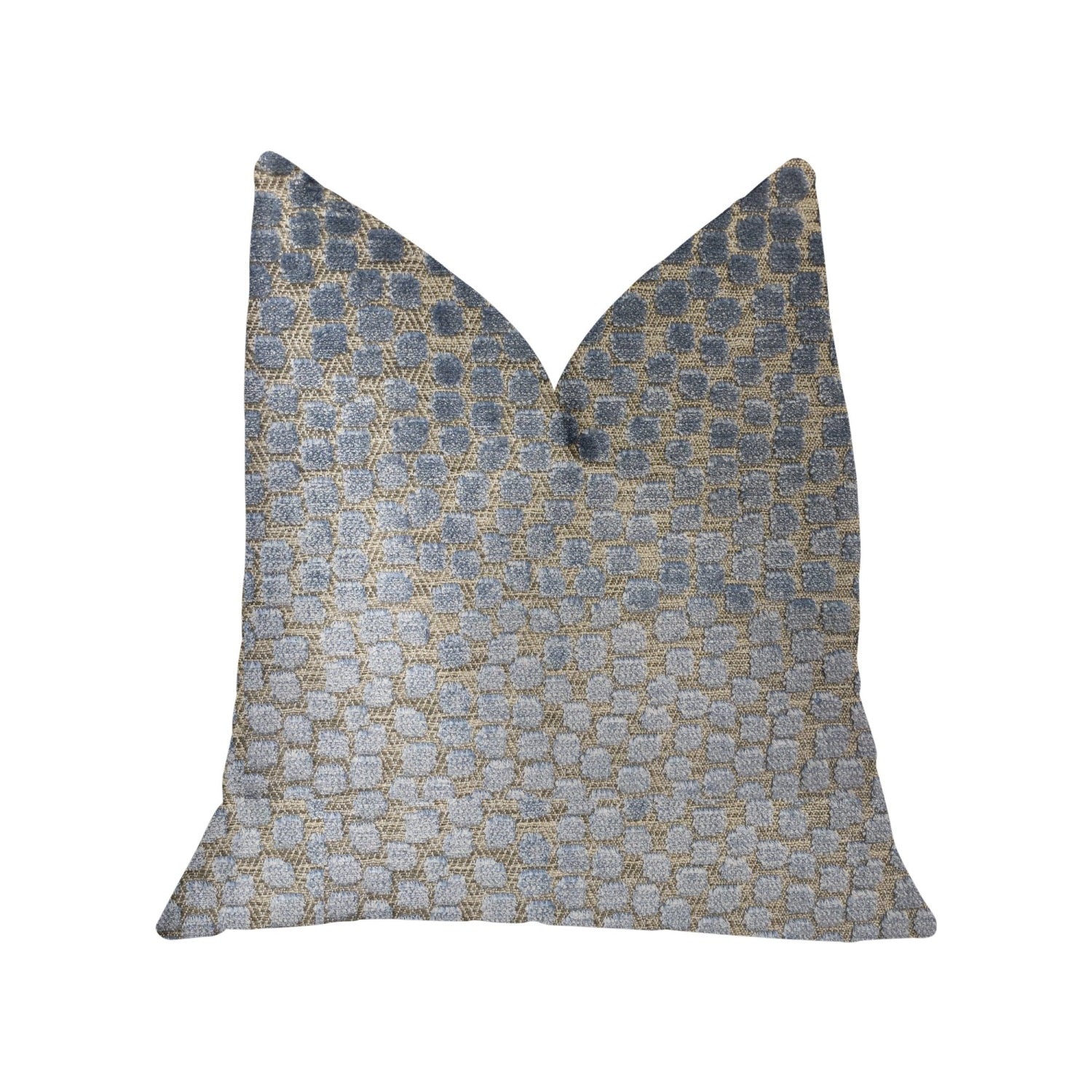 Plutus Dusky Gem Blue And Silver Luxury Throw Pillow - Double Sided  18' X 18'