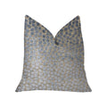 Plutus Dusky Gem Blue And Silver Luxury Throw Pillow - Double Sided  24' X 24'