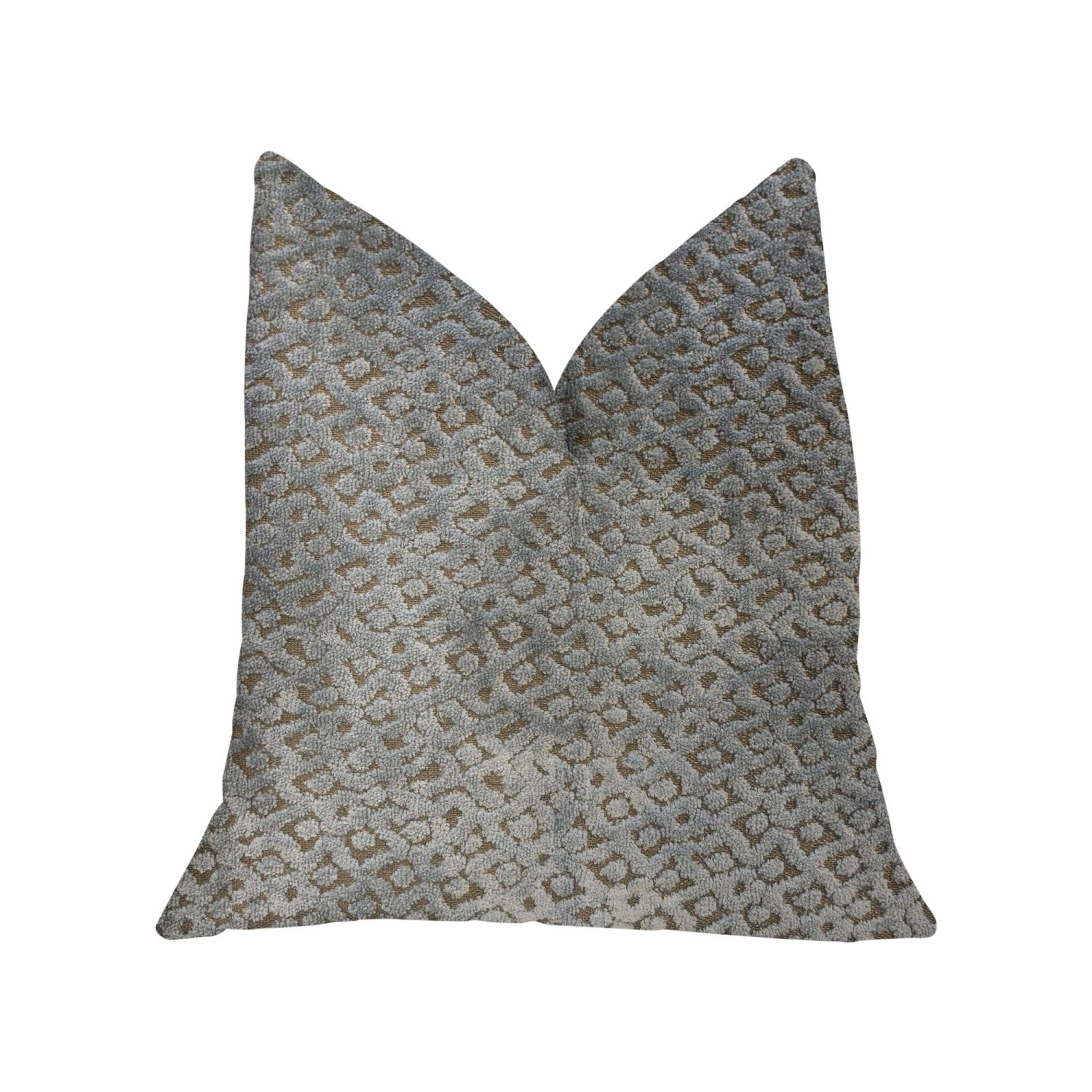 Plutus Metropolis Silver And Taupe Luxury Throw Pillow - Double Sided  18' X 18'