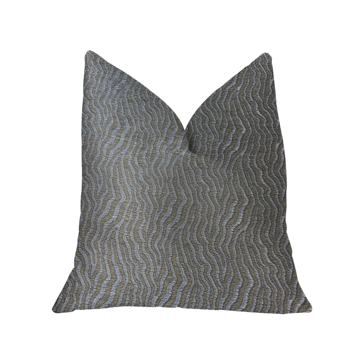 Plutus Dusky Veined  Silver And Taupe Luxury Throw Pillow - Double Sided  24' X 24'