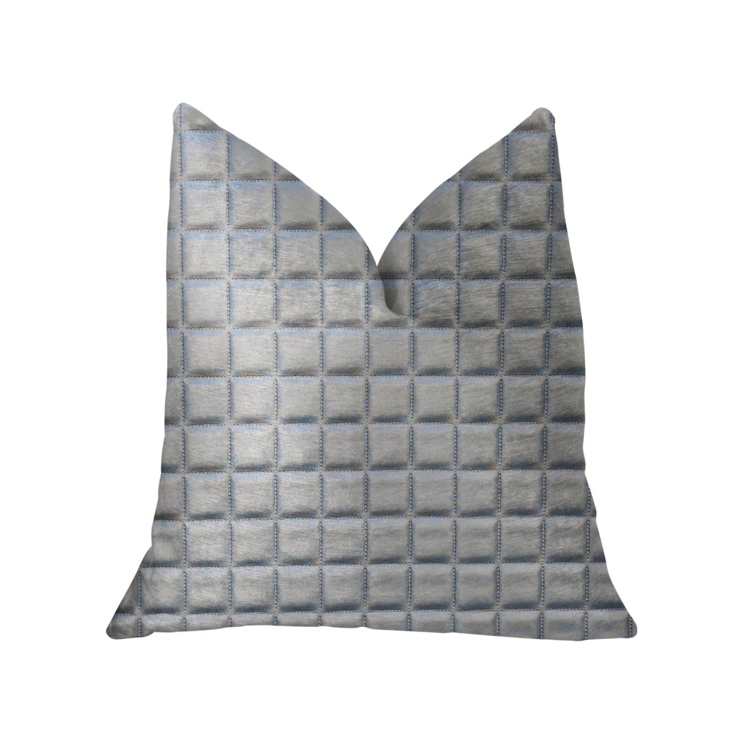 Plutus Silverton Silver Artificial Leather Luxury Throw Pillow - Double Sided  20' X 20'