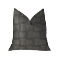 Plutus Licorice Black Artificial Leather Luxury Throw Pillow - Double Sided  12' X 20'