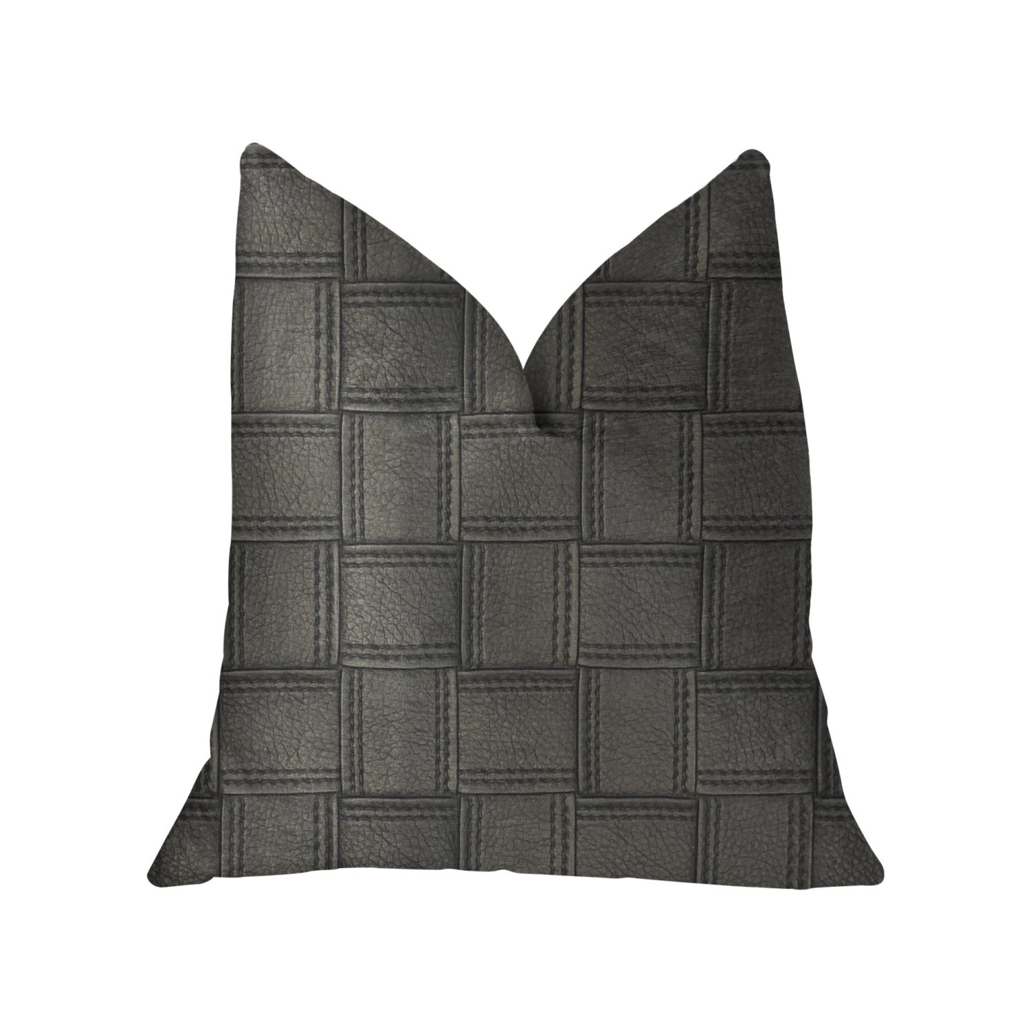 Plutus Licorice Black Artificial Leather Luxury Throw Pillow - Double Sided  12' X 20'