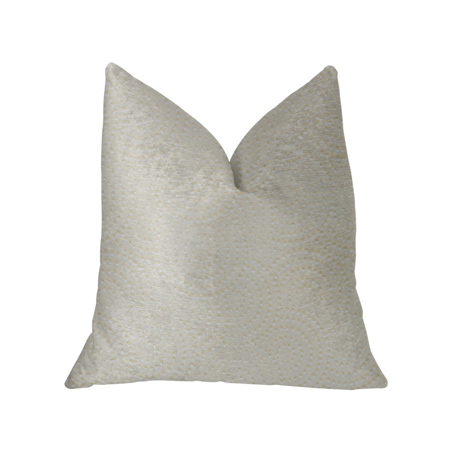 Plutus White Dove White Artificial Leather Luxury Throw Pillow - Double Sided  18' X 18'