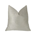 Plutus White Dove White Artificial Leather Luxury Throw Pillow - Double Sided  20' X 20'