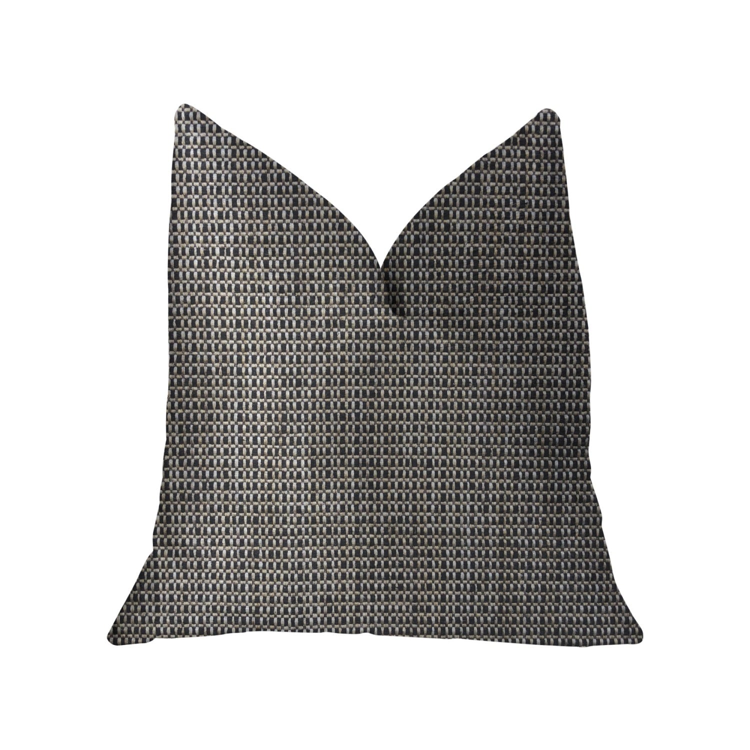 Plutus Melbourne Beige And Black Luxury Throw Pillow - Double Sided  18' X 18'