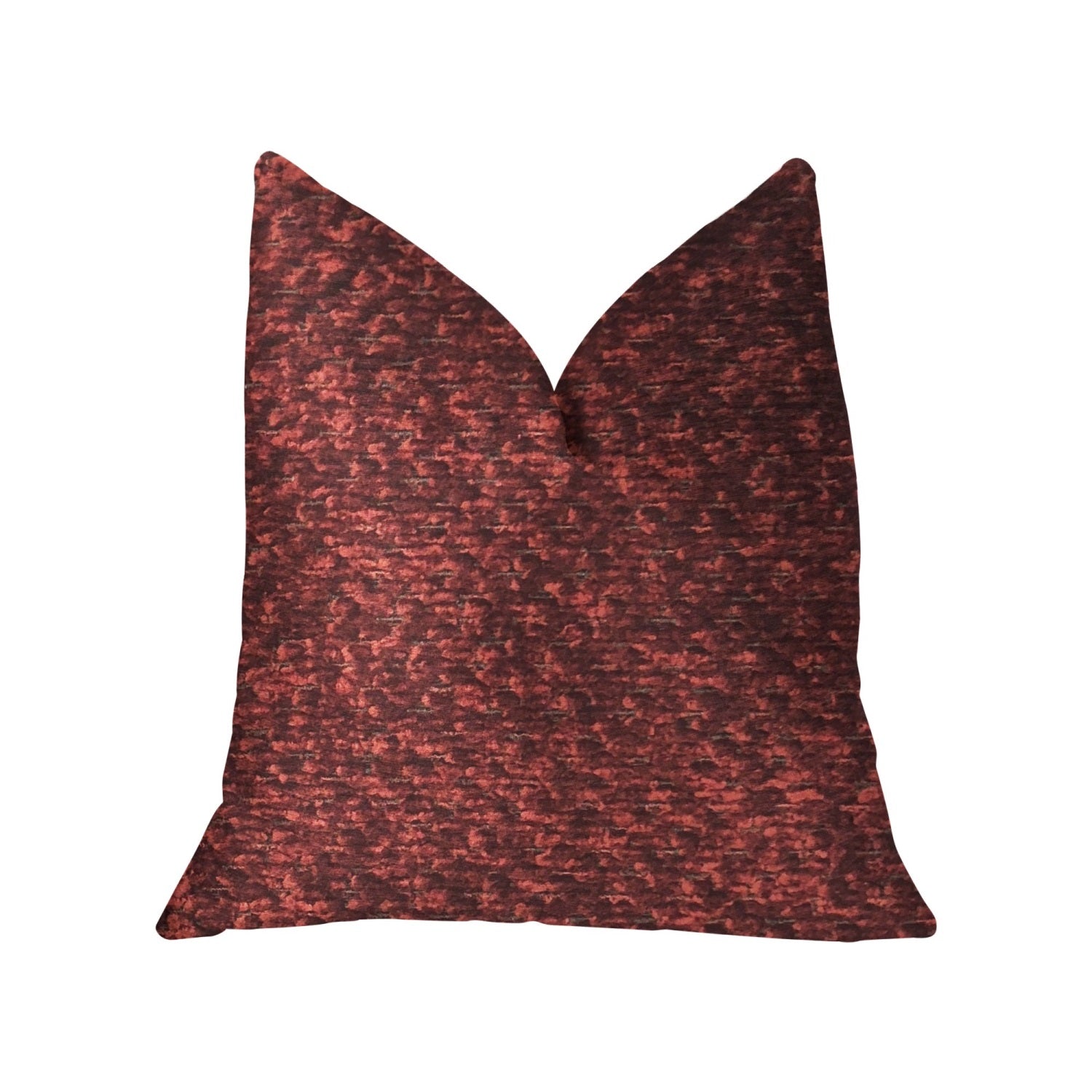 Plutus Hibiscus Burgundy Red Luxury Throw Pillow - Double Sided  18' X 18'