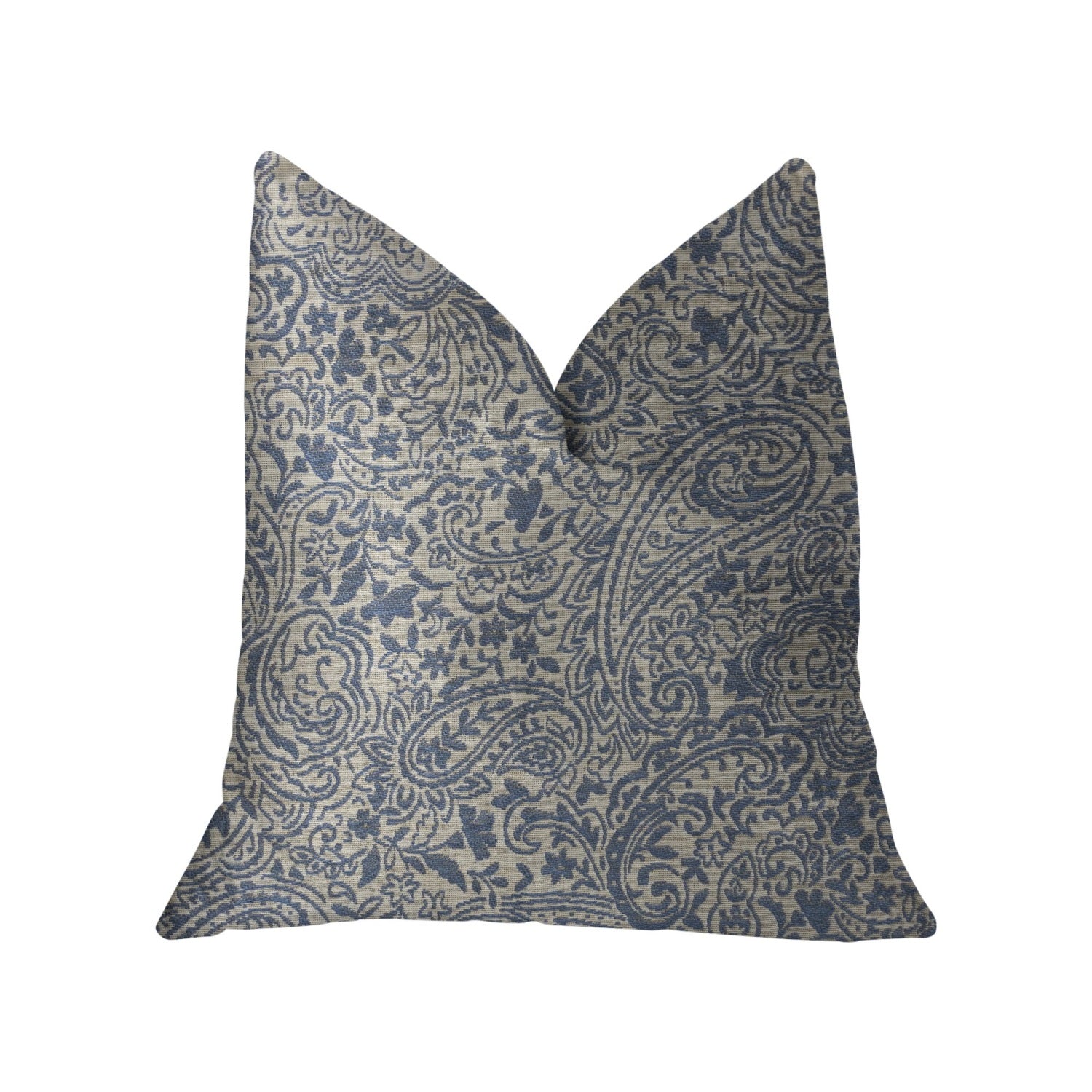 Plutus Kingston Waverly Blue And Ivory Luxury Throw Pillow - Double Sided  12' X 20'